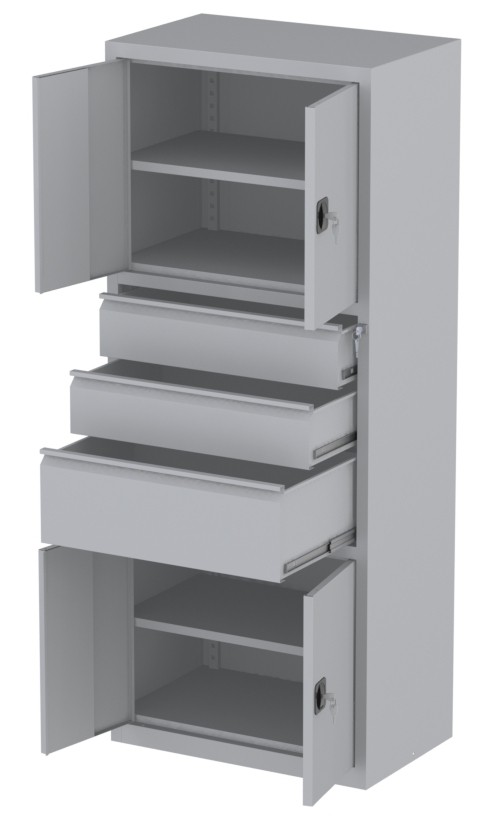 Werkstattschrank - 2 Fächer und 1 + 2 Schubladen - 1950x1000x500 mm (HxBxT)