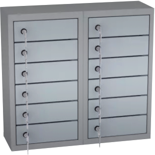 Wertfachschrank hängend - 2 Abteile - 12 Fächer