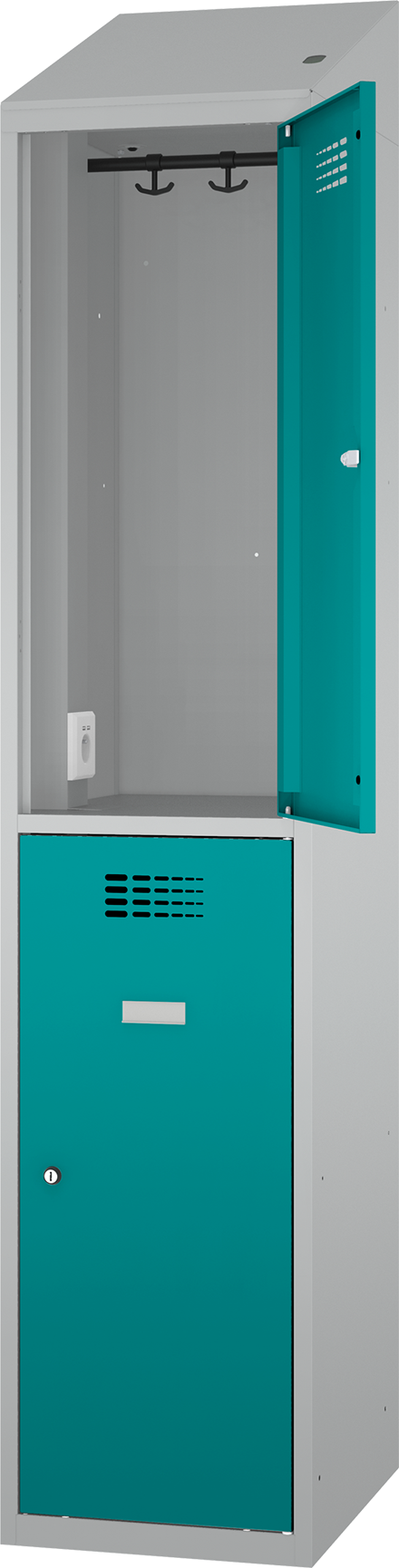 Garderobenschrank - 1 Abteil -  2 Fächer - mit Steckdosen + USB A+C