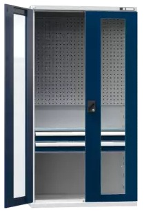 Flügeltürenschrank/ Werkzeugschrank SK1 - mit Glastür, gelochte Wände - 1000x1044x625 mm (HxBxT)-Cop