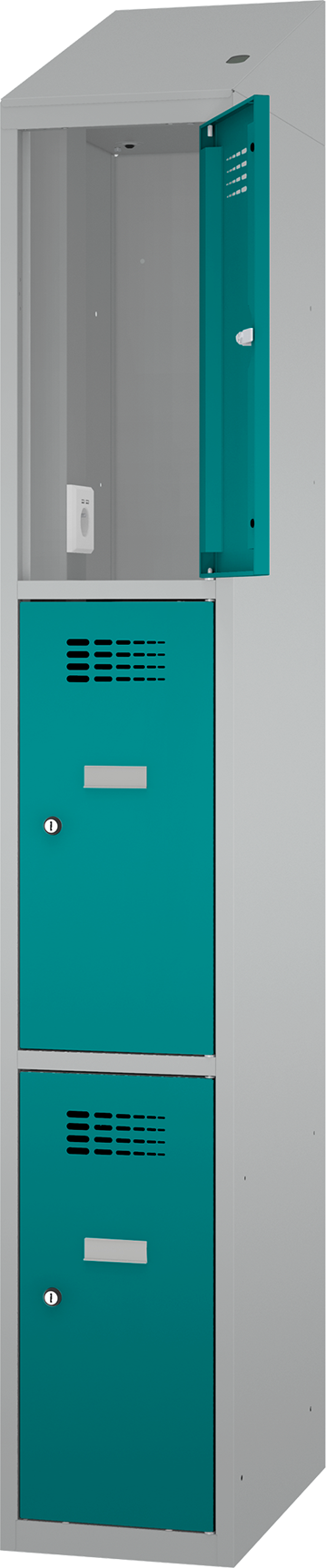 Schließfachschrank - 1 Abteil -  3 Fächer - mit Steckdosen + USB A+C