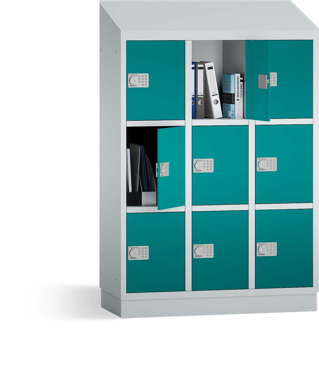 PREMIUM - Schließfachschrank Grundschule - 3 Abteile - 9 Fächer - 1500x1075x500 mm (HxBxT)