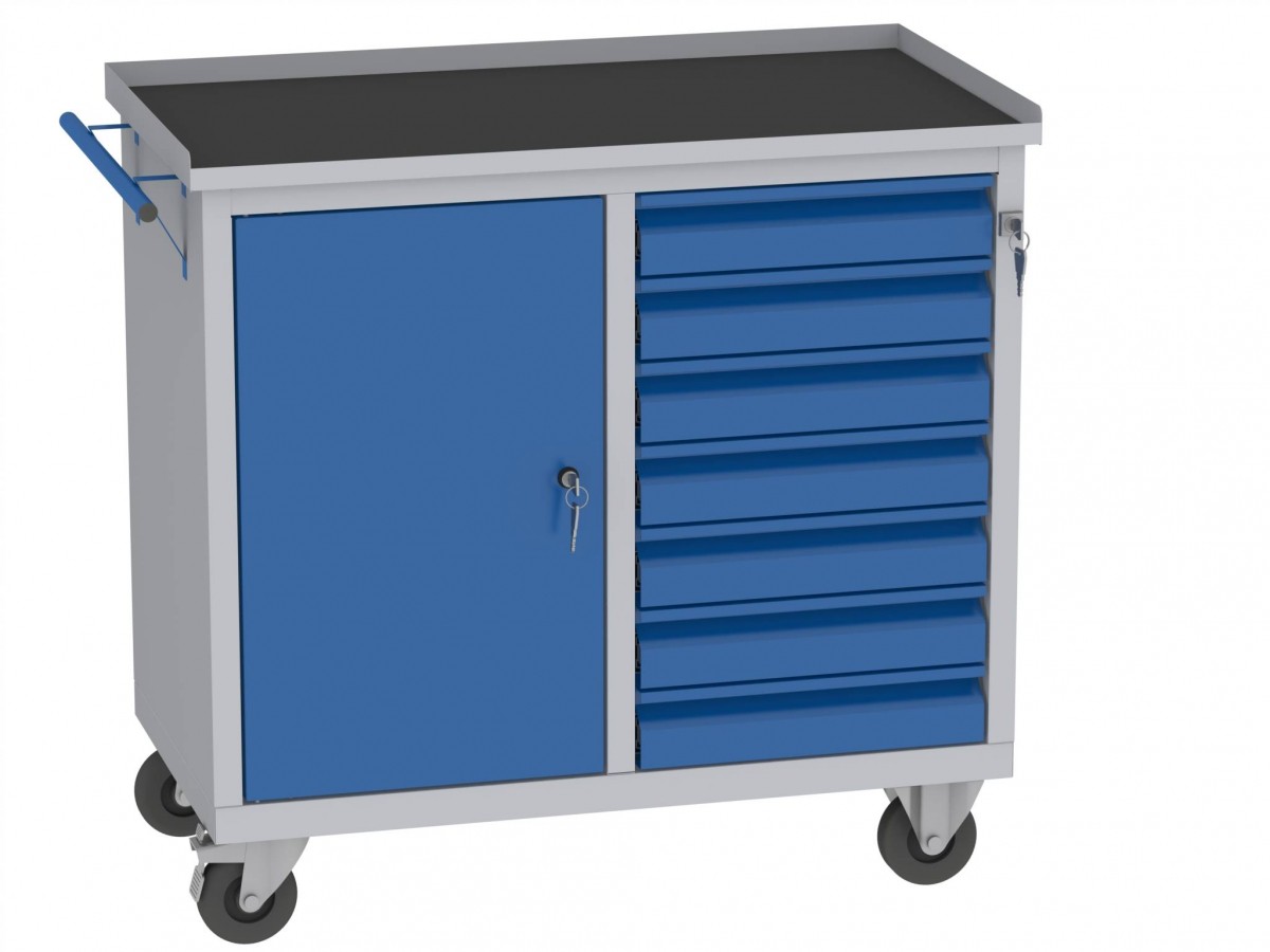Werkzeugwagen - 2 Fächer + 7 Schubladen - 860x950x505 mm (HxBxT)