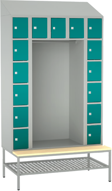 offene Garderobe mit Sitzbank - 15 Fächer