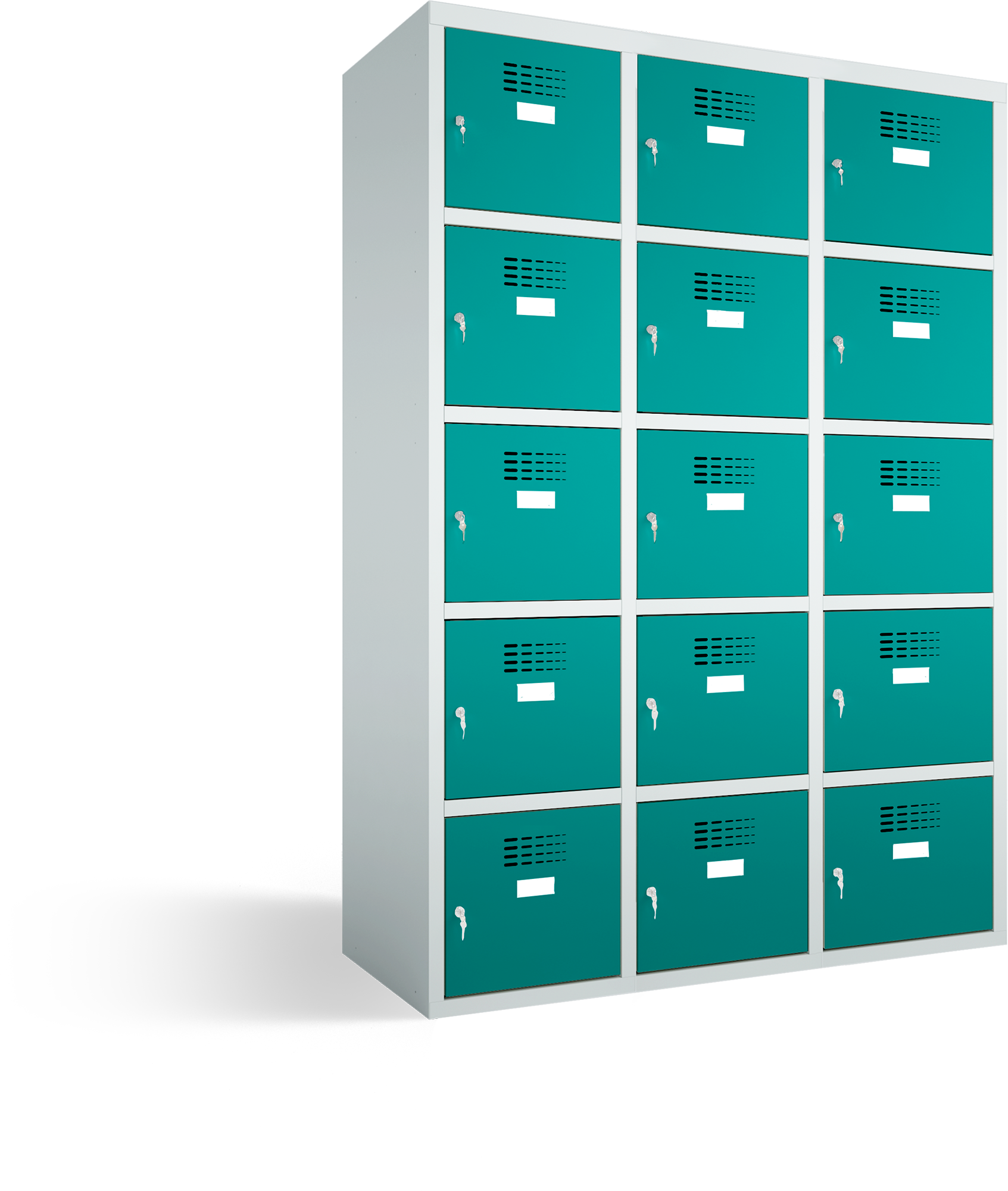 Schließfachschrank/Fächerschrank - 3 Abteile - 15 Fächer