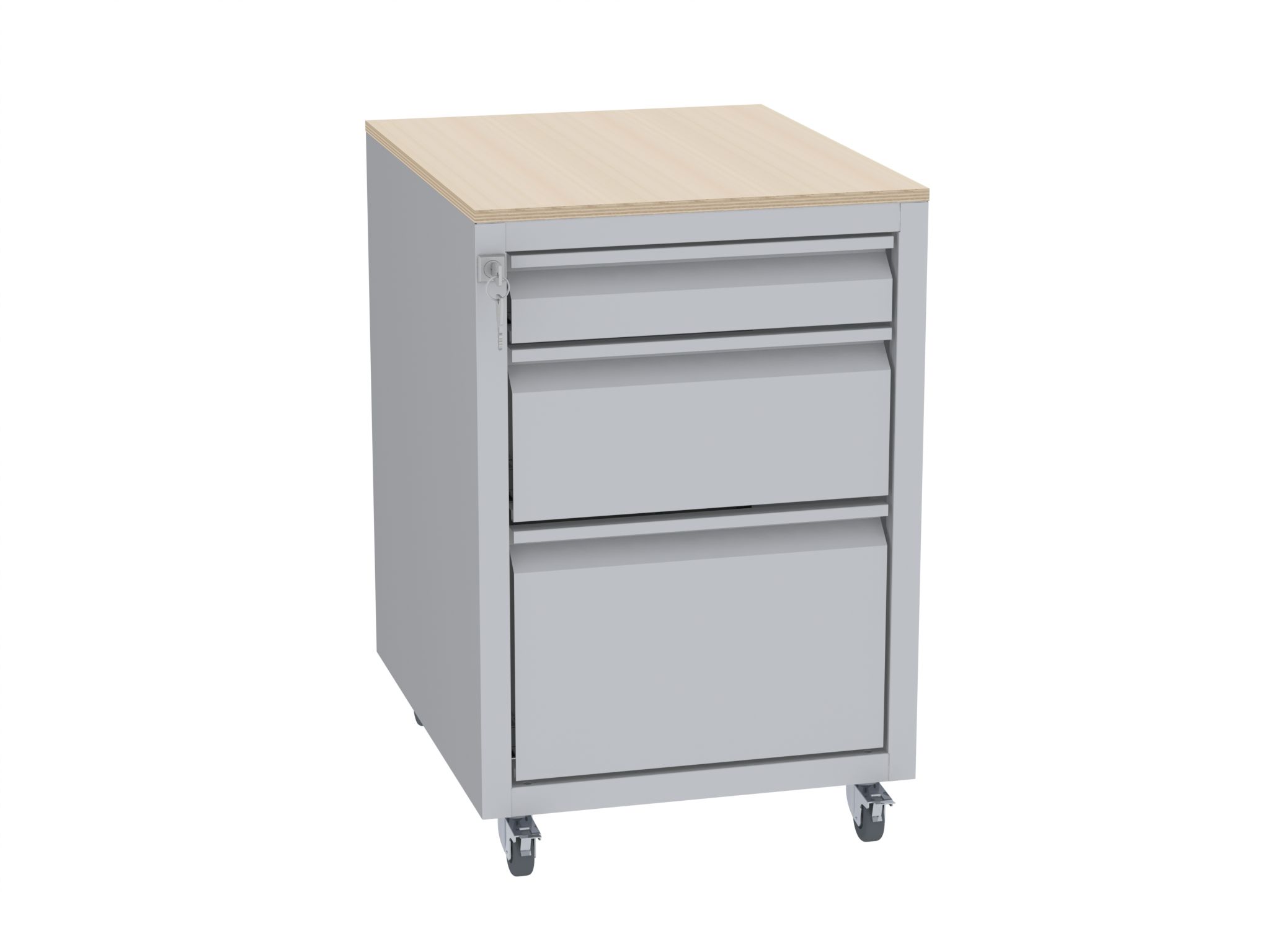 Werkstatttisch, Rollcontainer - 1 + 1 + 1 Schublade - 675x450x555 mm (HxBxT) - Typ D