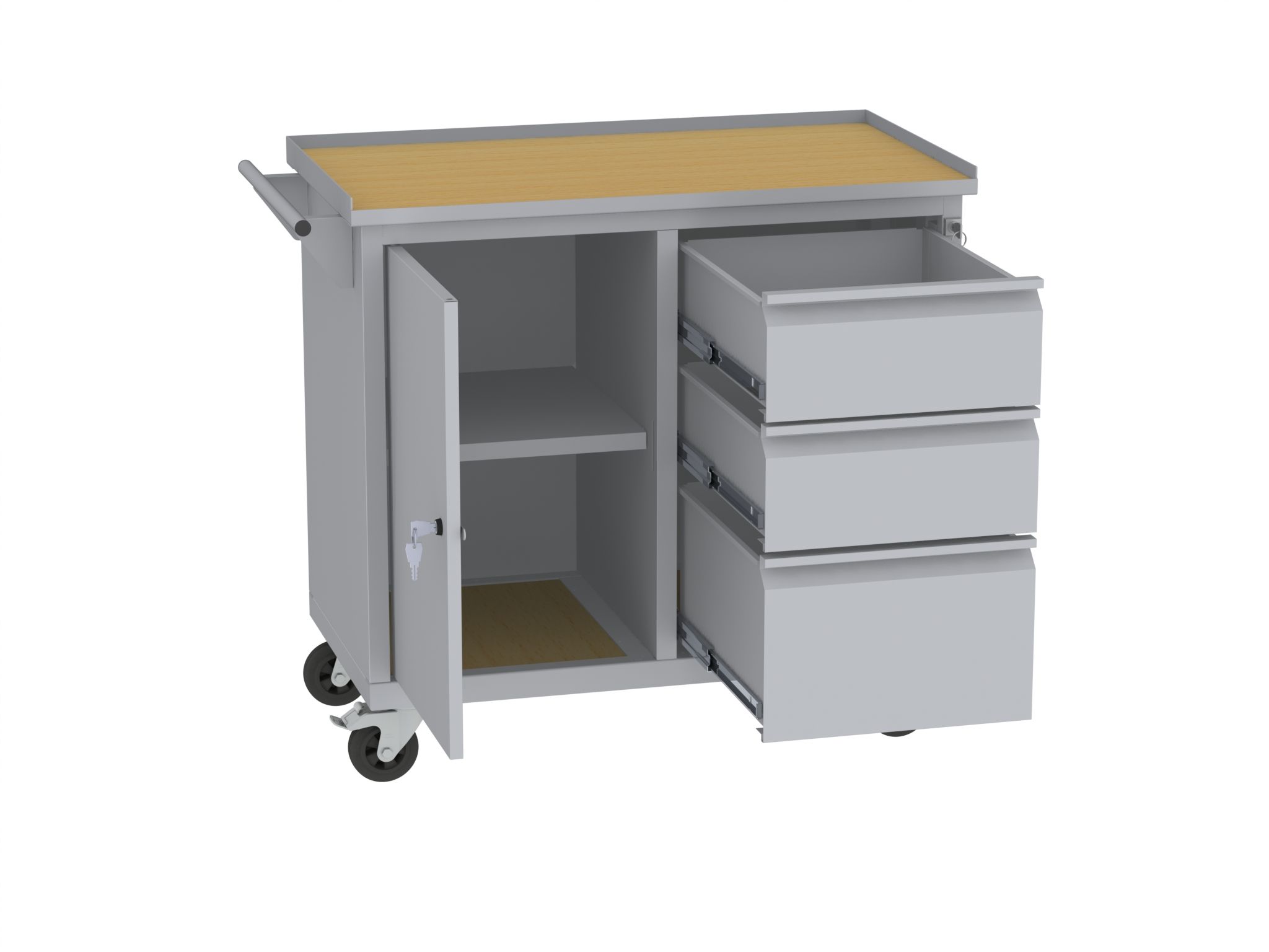 Werkzeugwagen - 2 Fächer + 1 + 2 Schubladen - 860x950x505 mm (HxBxT)