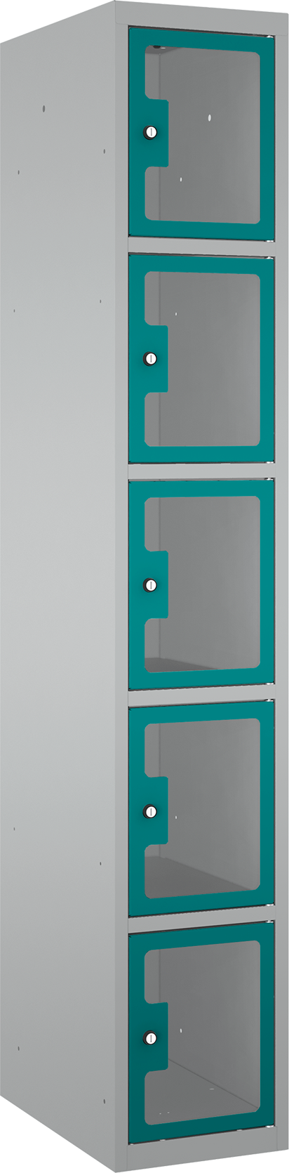 Schließfachschrank - 1 Abteil - 5 Fächer - Plexiglas Tür - 1800x300x500 mm (HxBxT)