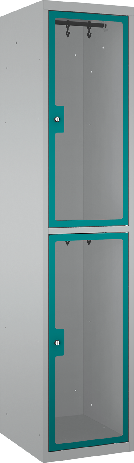 Garderobenschrank - 1 Abteil - 2 Fächer - Plexiglas Tür - 1800x400x500 mm (HxBxT)