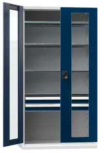 Flügeltürenschrank/ Werkzeugschrank SK1 - mit Glastür - 1950x1044x625 mm (HxBxT)