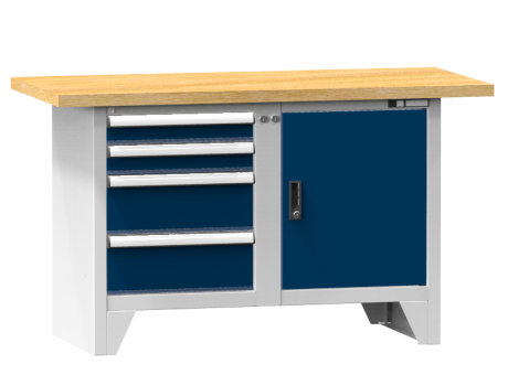 Modulare Werkbank PS1-2/2M - 2 + 2 Schubladen, 1 Tür, 1 Fachboden