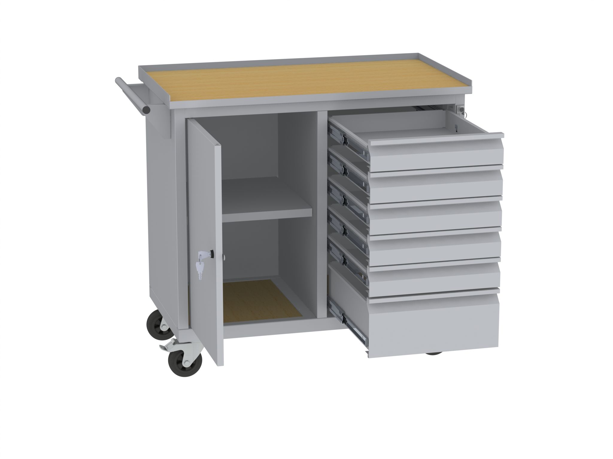 Werkzeugwagen - 2 Fächer + 1 + 5 Schubladen - 860x950x505 mm (HxBxT)