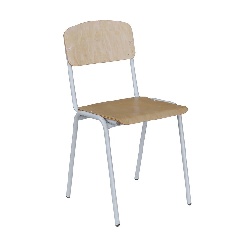 Stahlrohrstapelstuhl - 460/805 x 425 x 390 mm (HxBxT) - birke