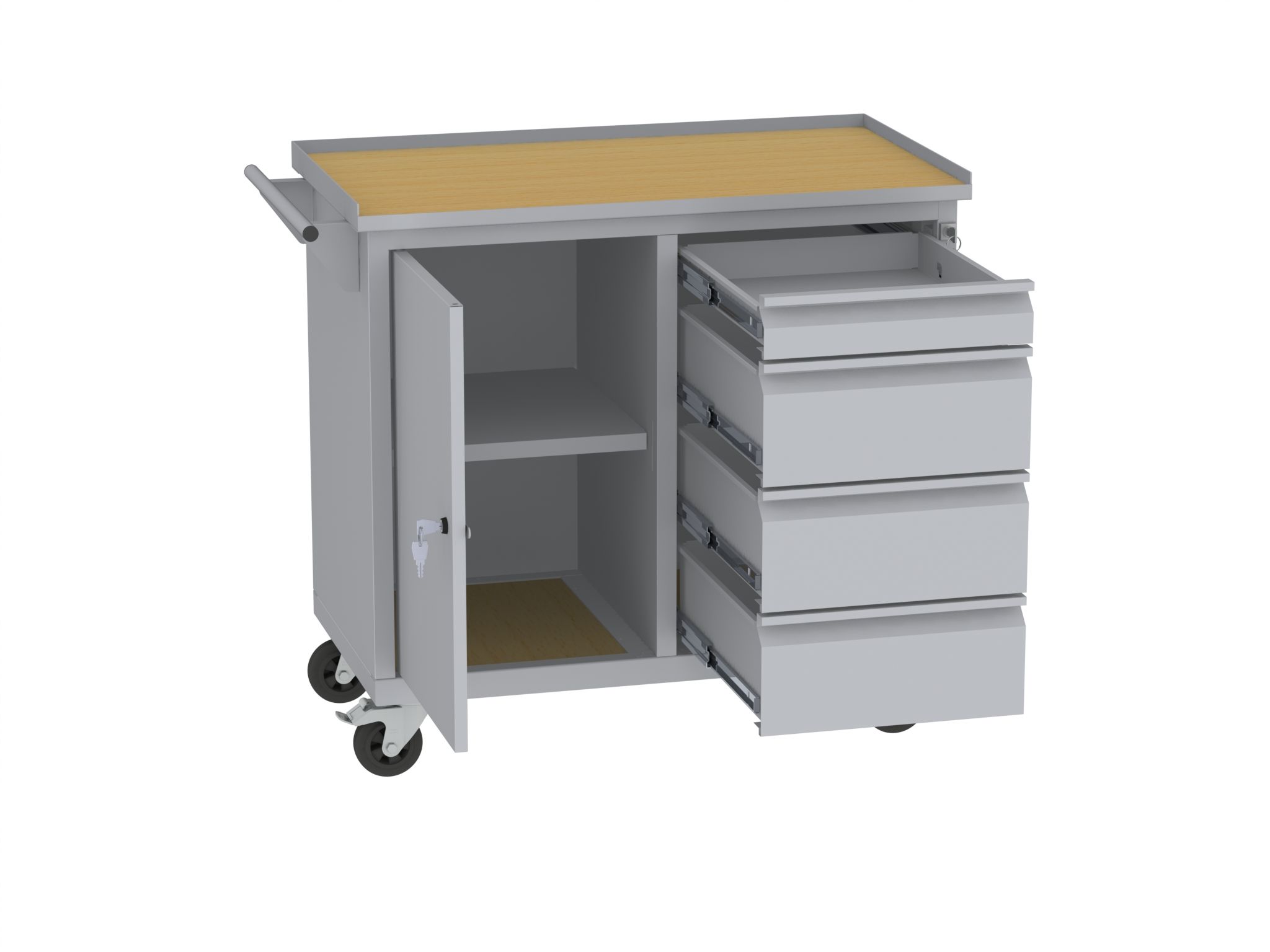 Werkzeugwagen - 2 Fächer + 3 + 1 Schubladen - 860x950x505 mm (HxBxT)