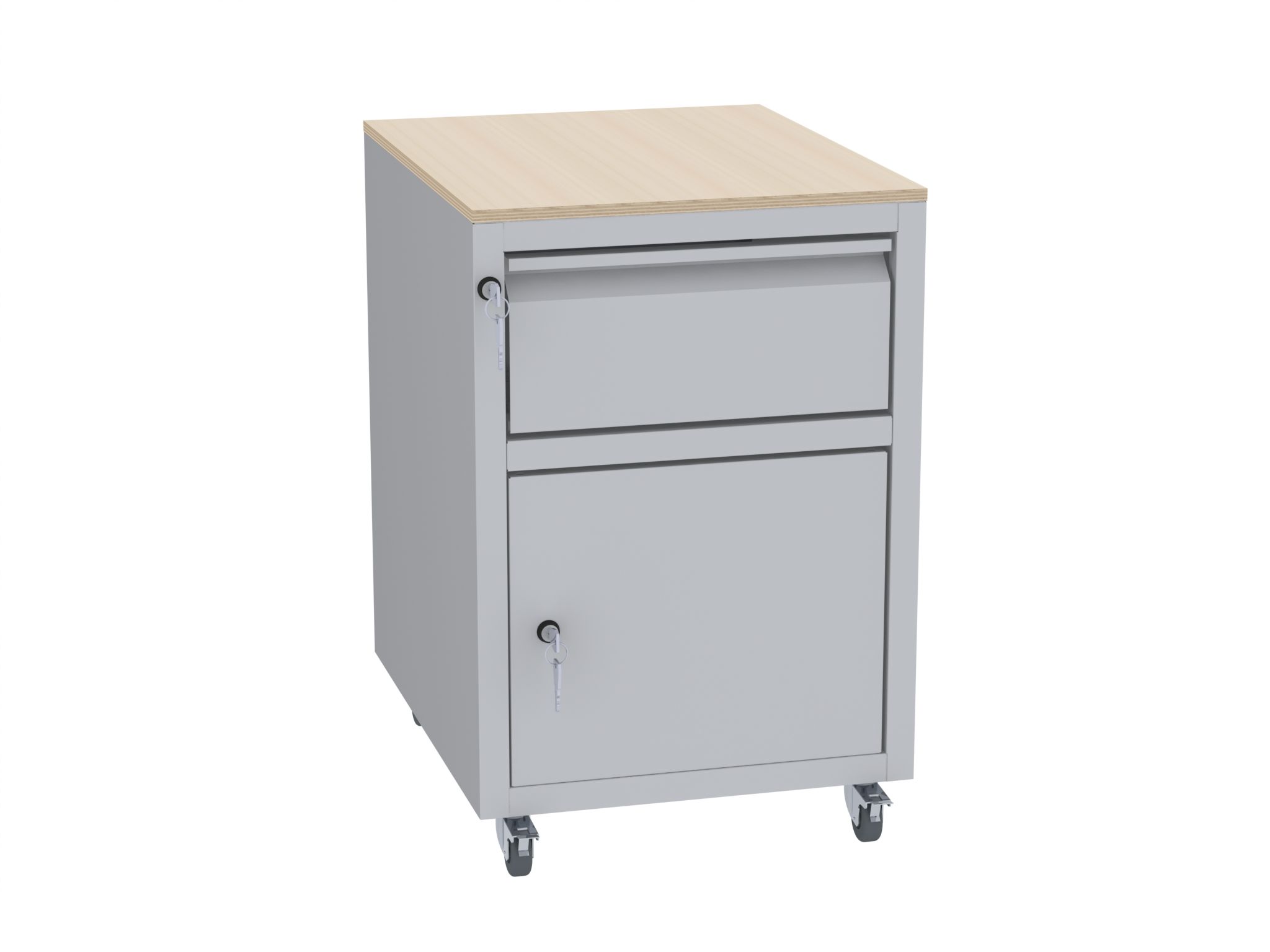 Werkstatttisch, Rollcontainer - 1 Fach + 1 Schublade - 675x450x555 mm (HxBxT) - Typ B