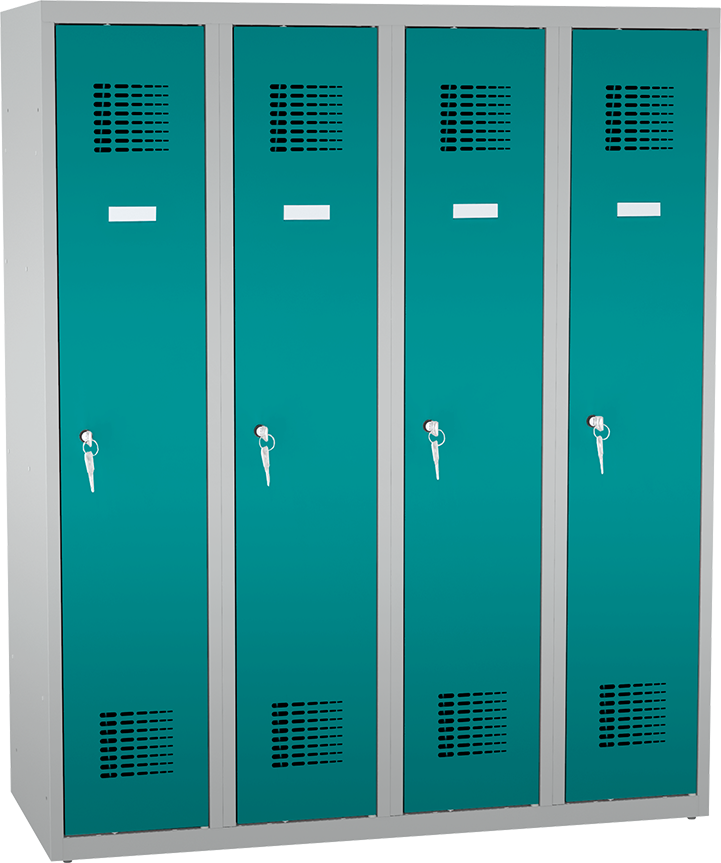 Spind - 4 Abteile -   zwei Einlegeböden und Bücherfach