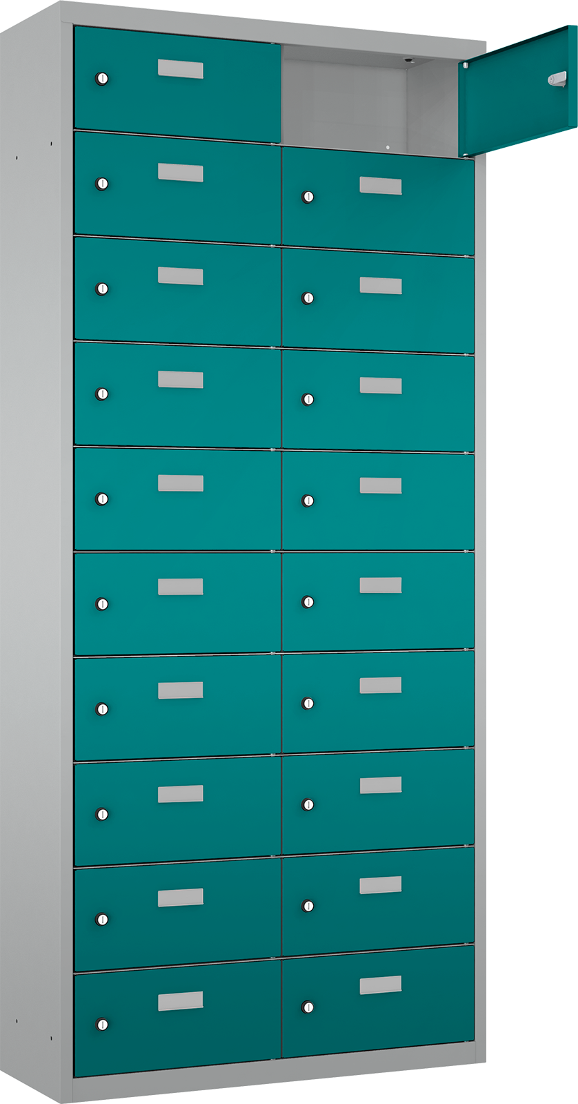 Schließfach/Kantinenschrank - 2 Abteile - 20 Fächer - stehend - 1800x800x300 mm (HxBxT)