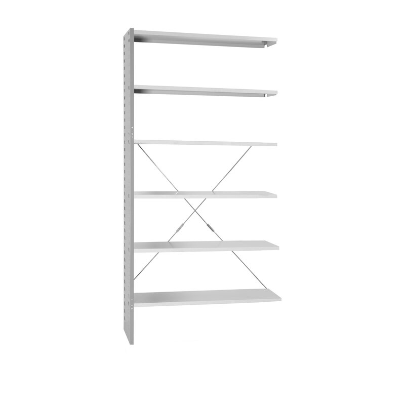 Anbauregal -  Stecksystem - 6 Fachböden  - lichtgrau