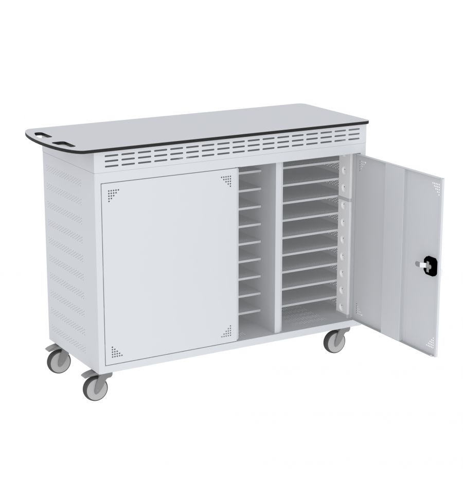 Laptopwagen, Akkuladewagen - 30 Fächer mit Steckdosen