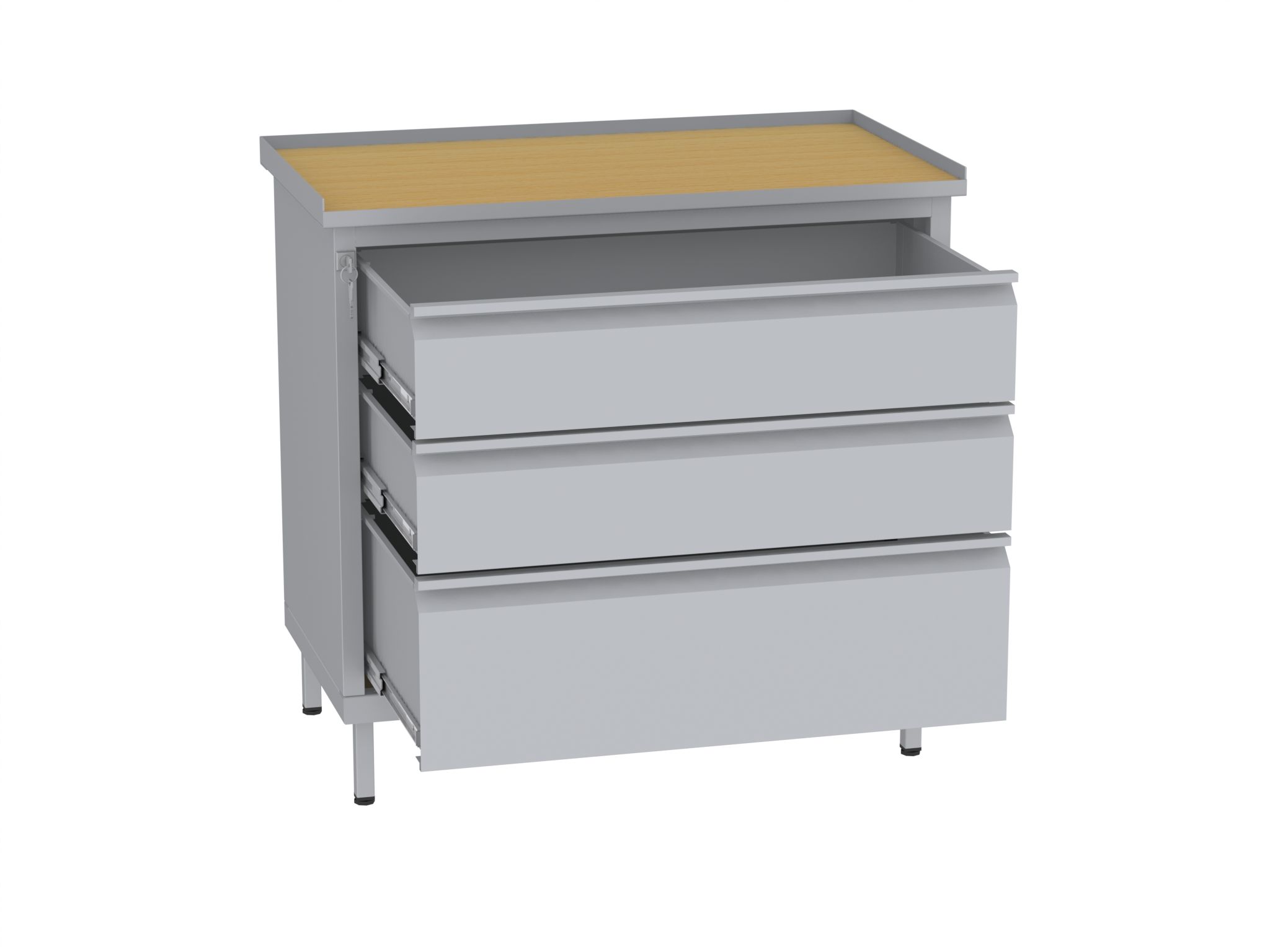 Werkstattschrank, niedrig - 1 + 2 Schubladen - 850x900x505 mm (HxBxT)