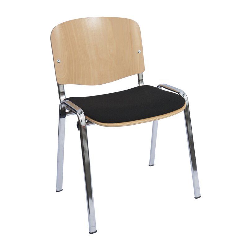 Besucherstuhl - Buchenschichtholz teilgepolstert - 450/795 x 570 x 410 mm (HxBxT) - Gestell chrom