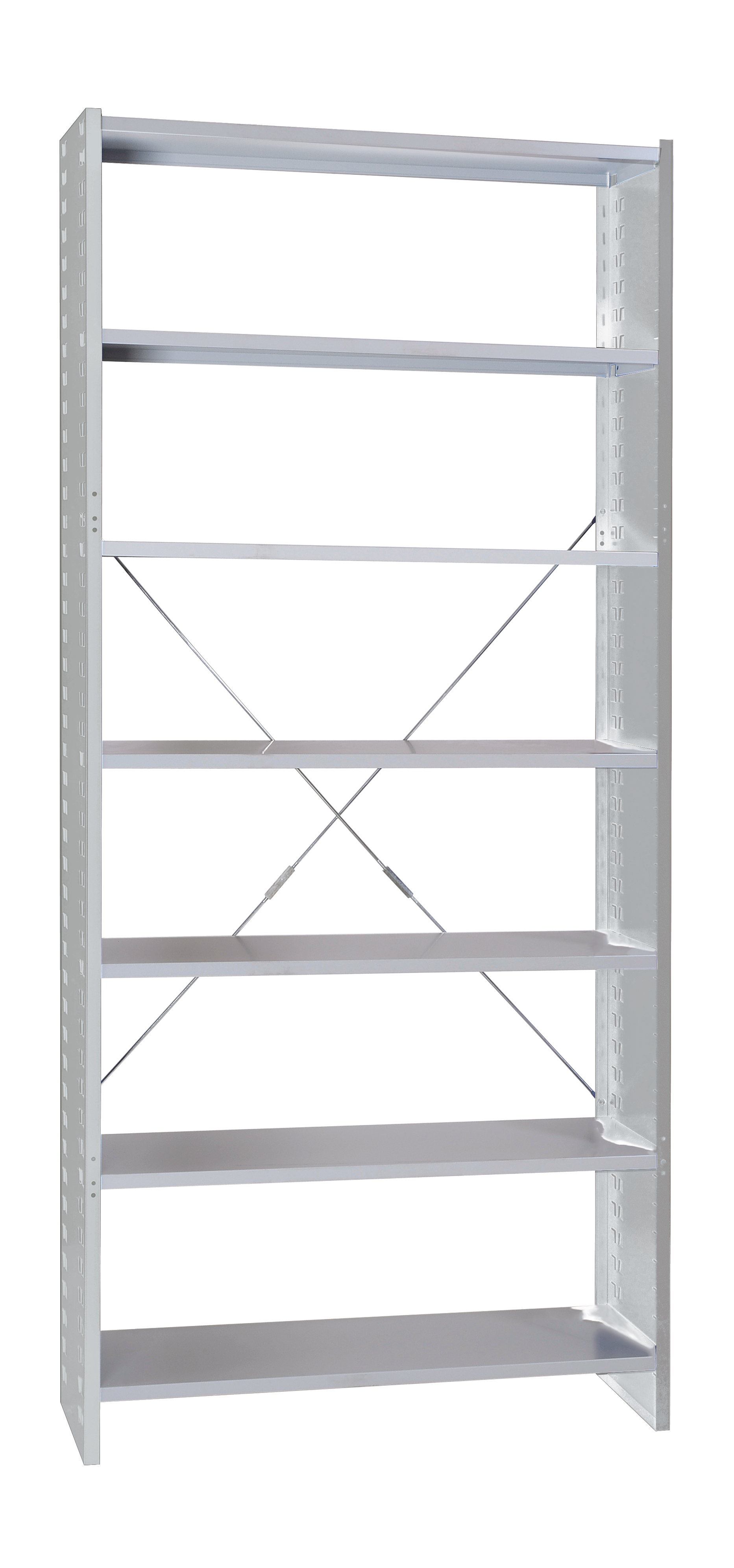 Grundregal - Stecksystem - 7 Fachböden  - lichtgrau