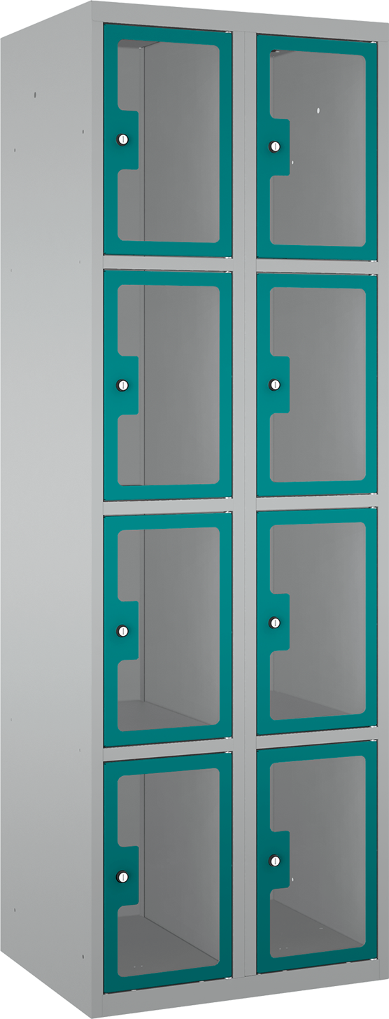 Schließfachschrank - 2 Abteile - 8 Fächer - Plexiglas Tür - 1800x600x500 mm (HxBxT)