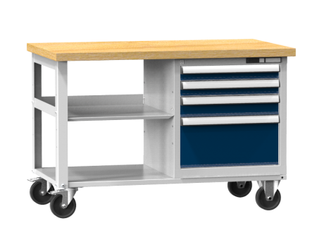 Mobile Werkbank PPS-3/3M -  mit Rollen, Fachboden + 4 Schubladen