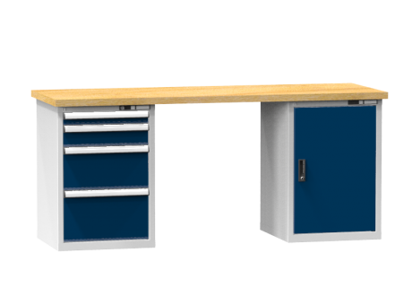 Arbeitstisch KOMBI 800 - 1 + 1 + 1 + 1 Schubladen, 1 Tür, 2 Fachböden