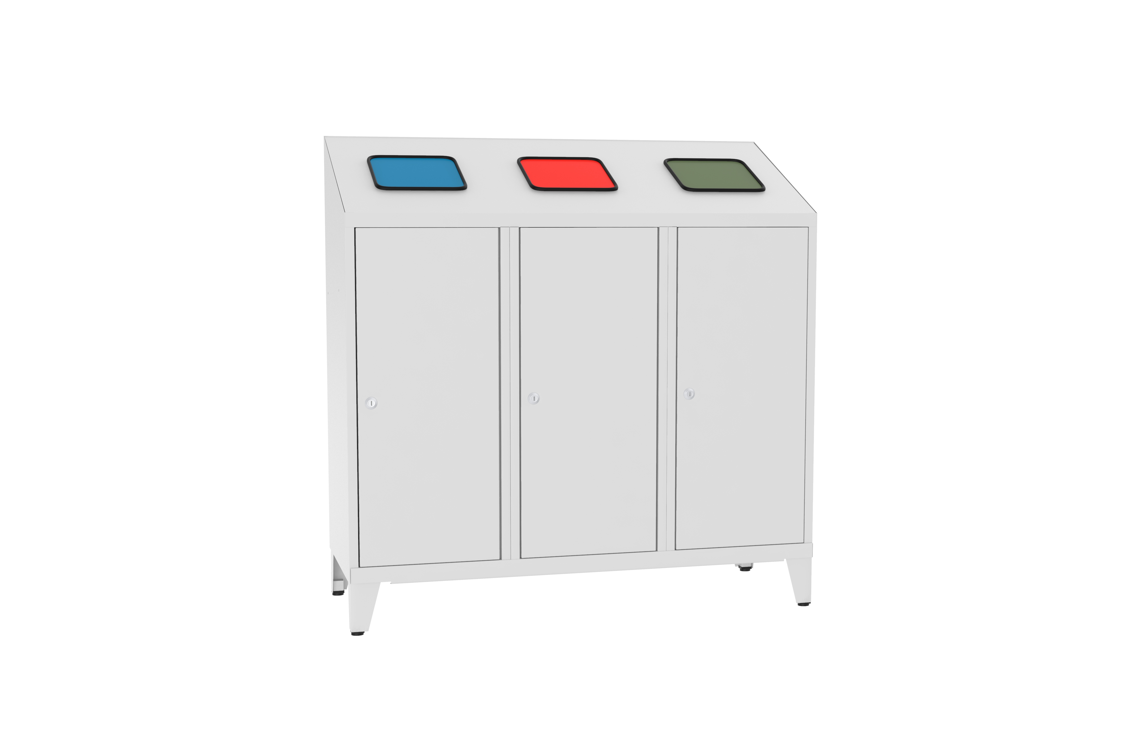 Metall-Recyclingbehälter - f. 2 Entsorgungsbeutel + 1 verzinkten Behälter - 1220x1200x450 mm (HxBxT)