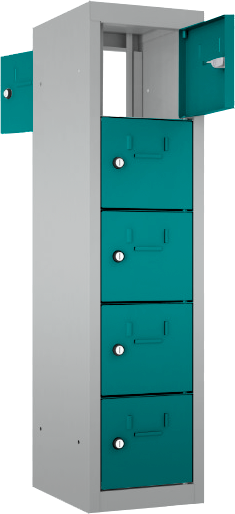 Schließfach/Kantinenschrank - 1 Abteil - 5 Fächer - mit Durchgang