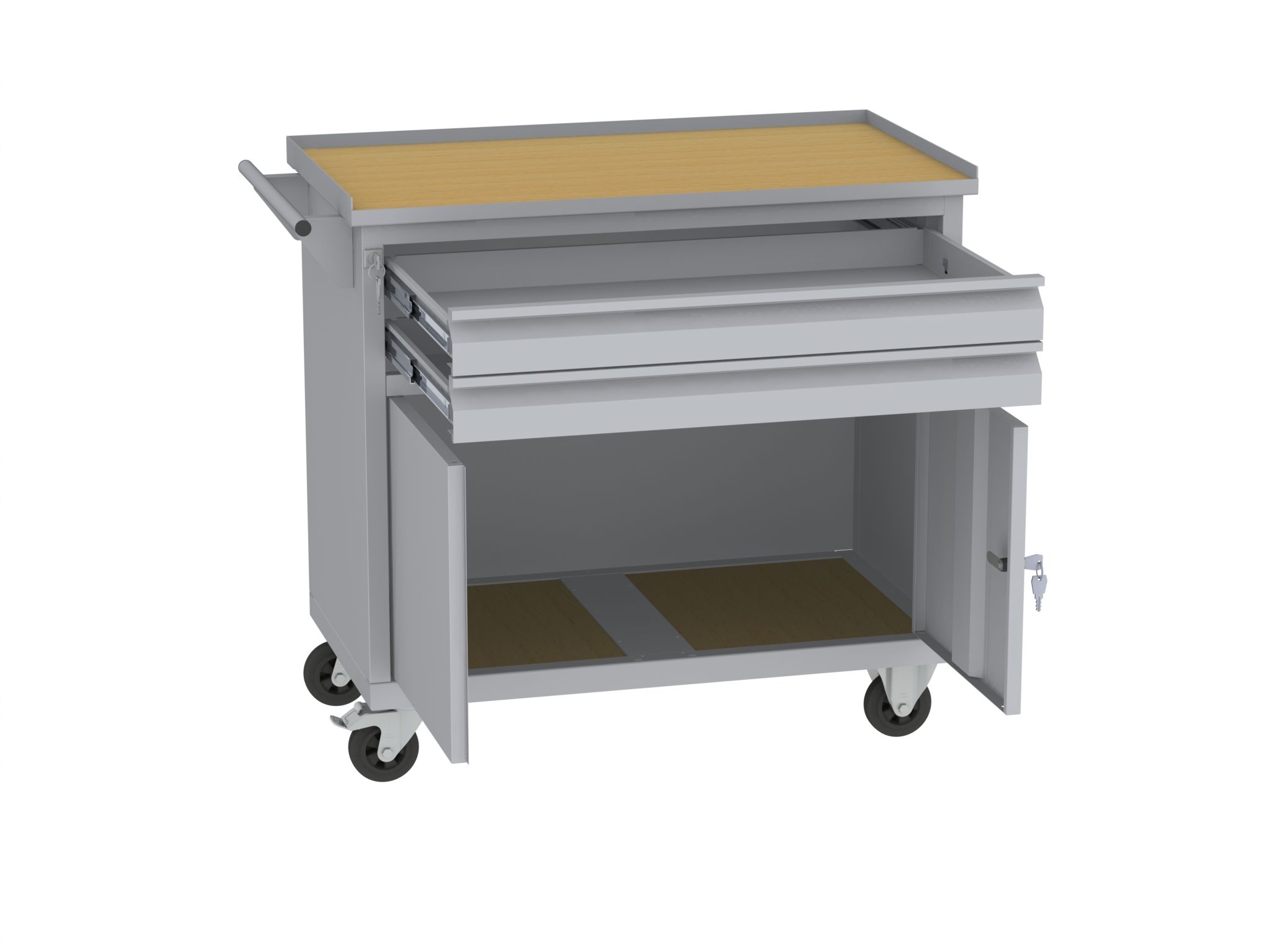 Werkzeugwagen - 1 Fach + 2 Schubladen - 860x950x505 mm (HxBxT)