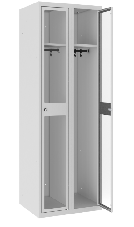 Spind - 2 Abteile -   Plexiglas Tür - 1800x600x500 mm (HxBxT)