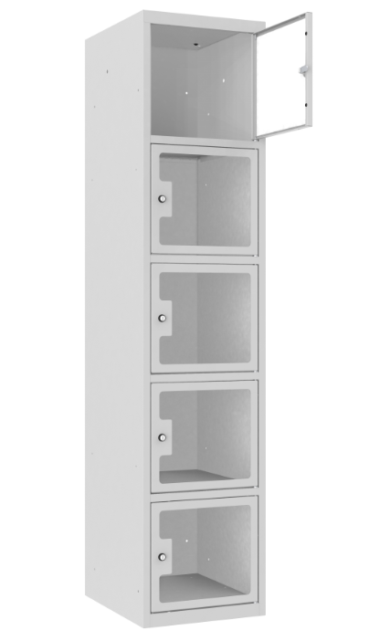 Schließfachschrank - 1 Abteil - 5 Fächer - Plexiglas Tür - 1800x400x500 mm (HxBxT)