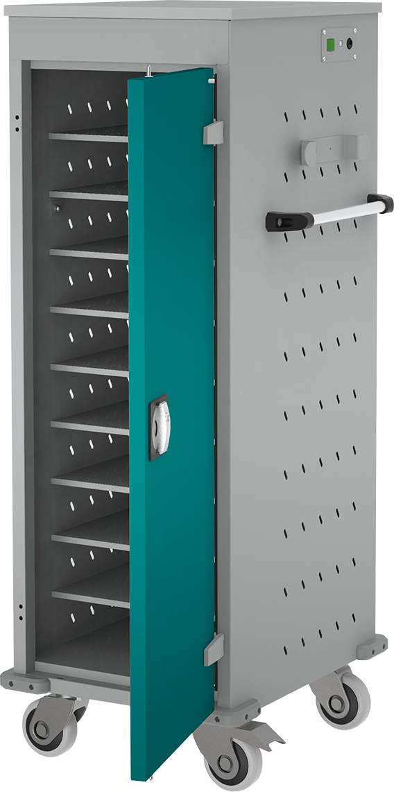 Laptopwagen, Akkuladewagen - 10 Fächer mit Steckdosen