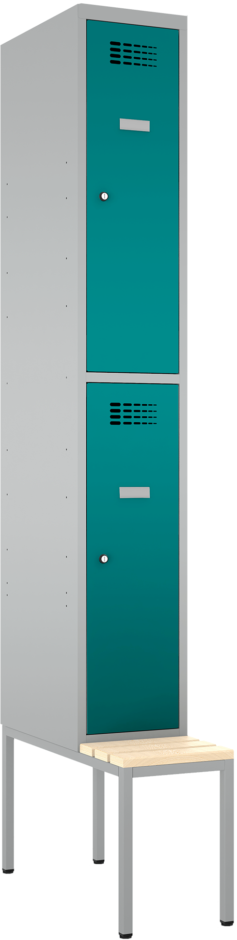 Garderobenschrank - 1 Abteil - 2 Fächer mit Sitzbank