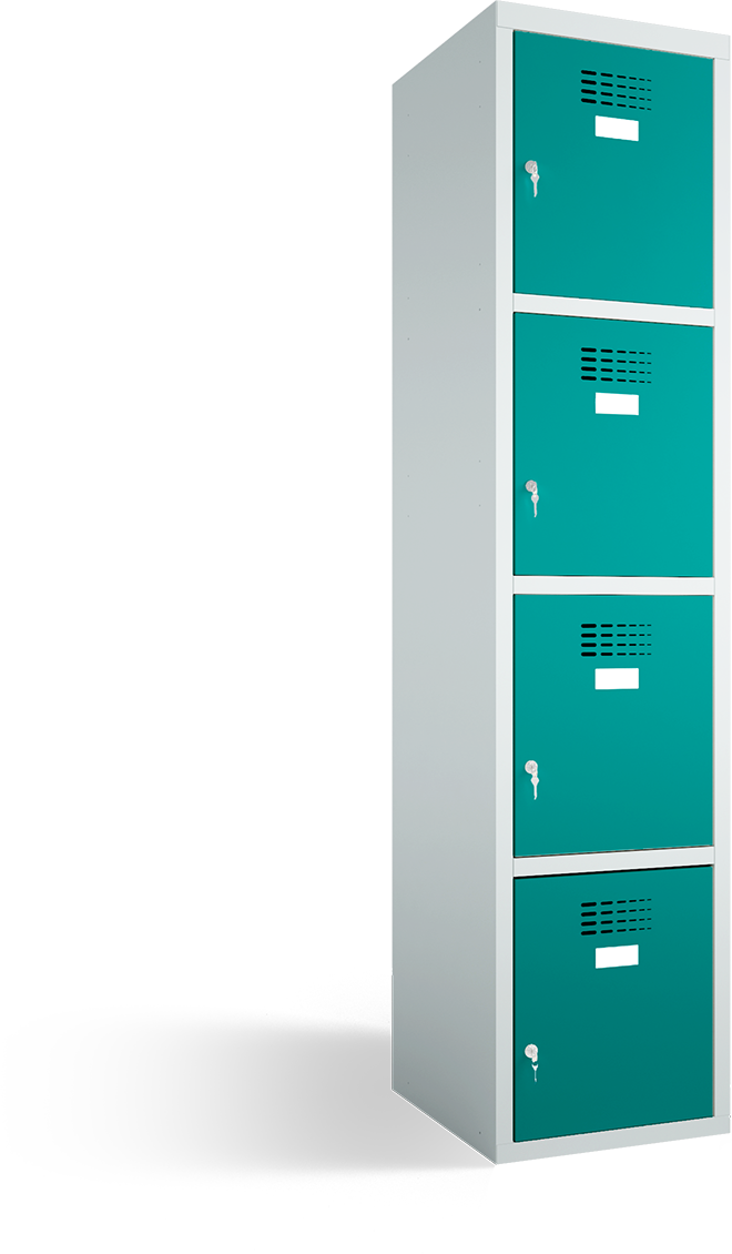 Schließfachschrank - 1 Abteil - 4 Fächer - for young people - 1450x300x500 mm (HxBxT)