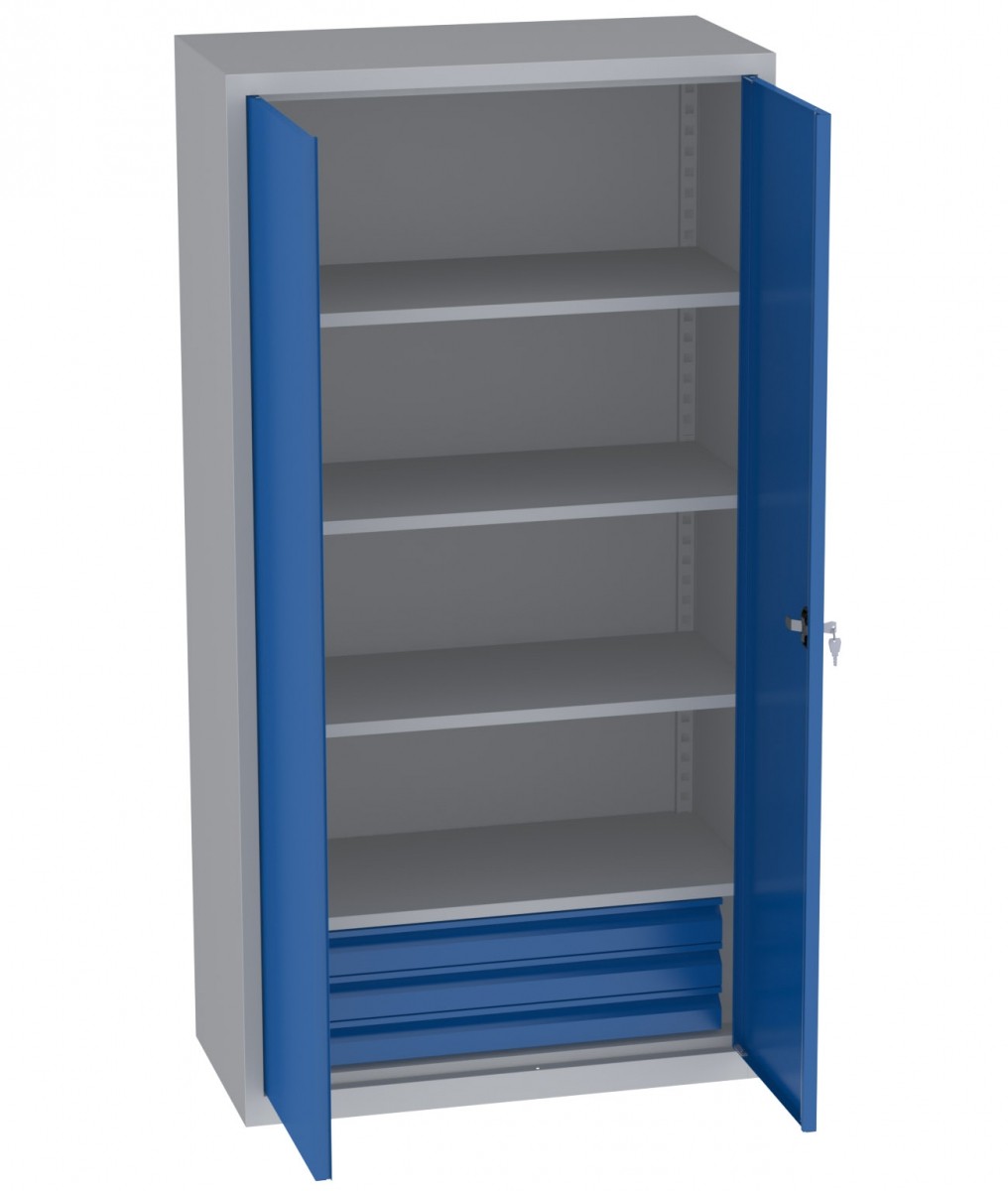 Werkzeugschrank - 3 Einlegeböden/ 3 Schubladen - 1950x1000x500 mm (HxBxT)