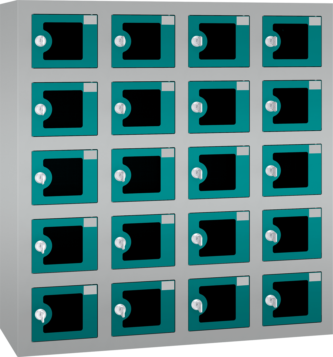 Handyladeschrank mini / transparente Türen - 4 Abteile - 20 Fächer - USB AC oder CC