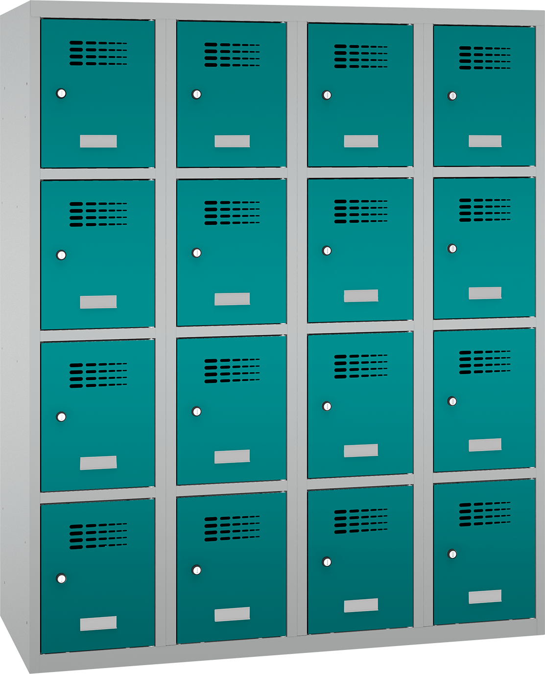 Schließfachschrank - 4 Abteile - 16 Fächer - for young pupils - 1450x1200x500 mm (HxBxT)