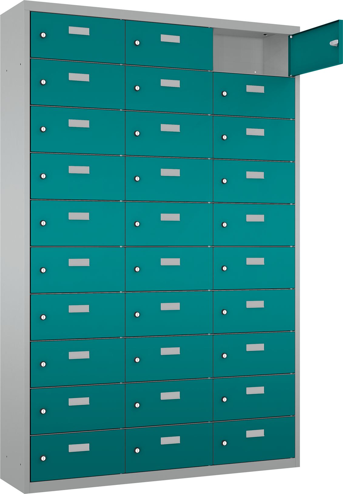 Schließfach/Kantinenschrank - 3 Abteile - 30 Fächer - stehend - 1800x1175x300 mm (HxBxT)