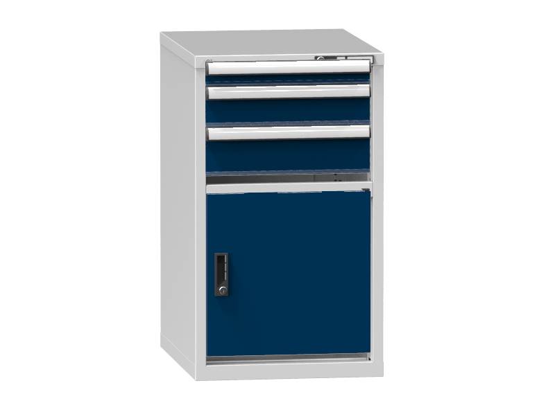 Schubladenschrank - Standcontainer  - 1+1+1 Schublade, 1x Tür 550mm  - 990x578x753 mm (HxBxT)