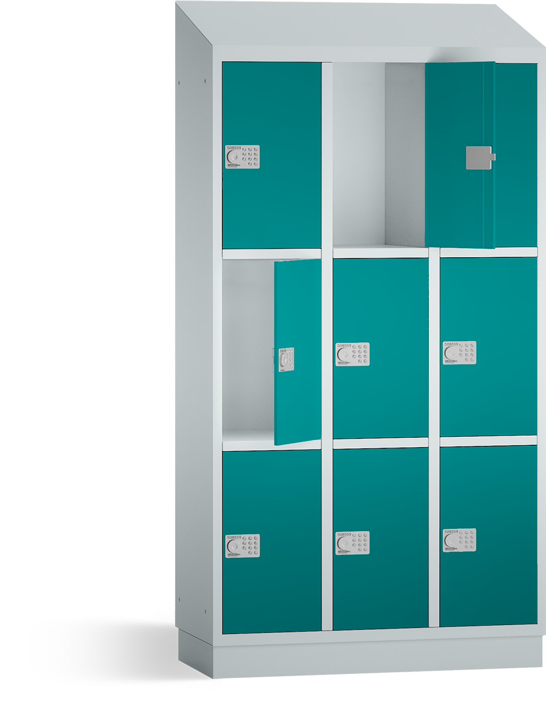 PREMIUM - Schließfachschränke - 3 Abteile - 9 Fächer - 1950x1075x500 mm (HxBxT)