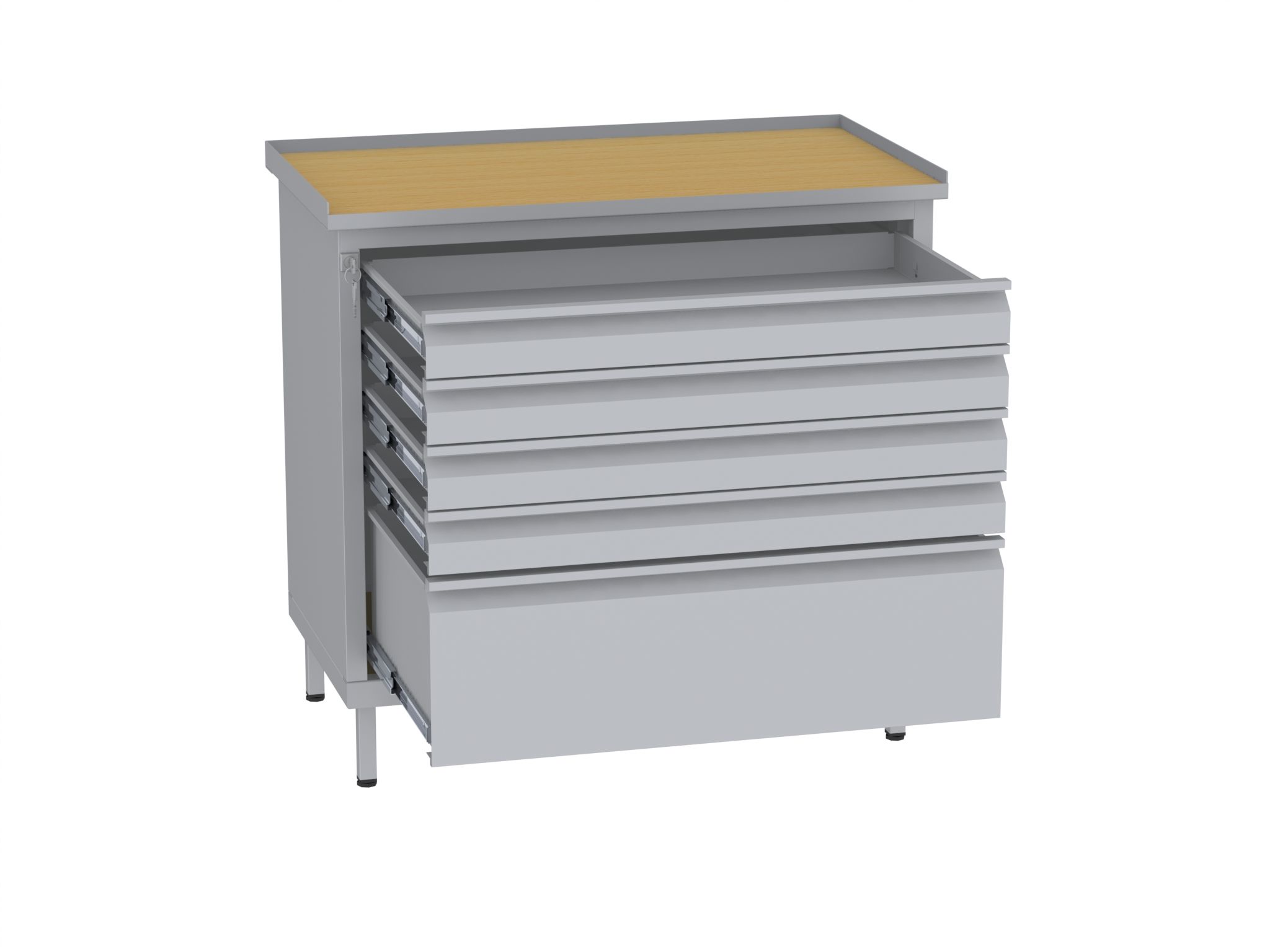 Werkstattschrank, niedrig - 1 + 4 Schubladen - 850x900x505 mm (HxBxT)