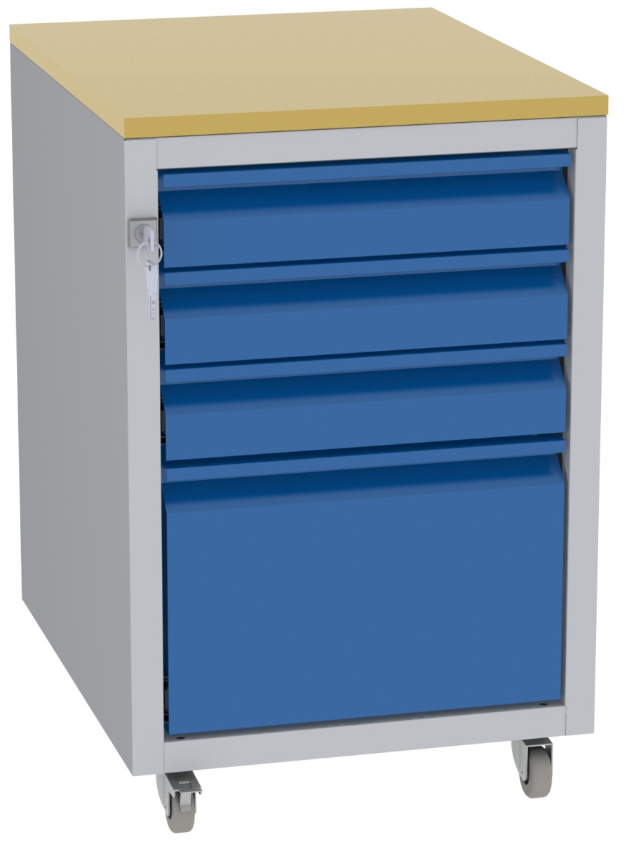 Werkstatttisch, Rollcontainer - 1 + 3 Schublade - 675x450x555 mm (HxBxT) - Typ G