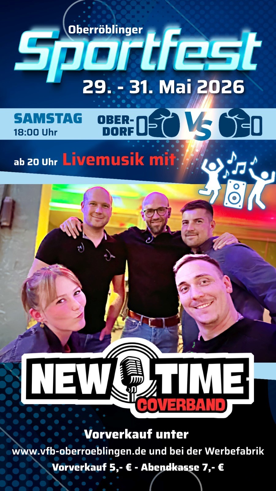 Oberröblinger Sportfest 2026 – Liveabend mit NEW TIME Coverband VVK