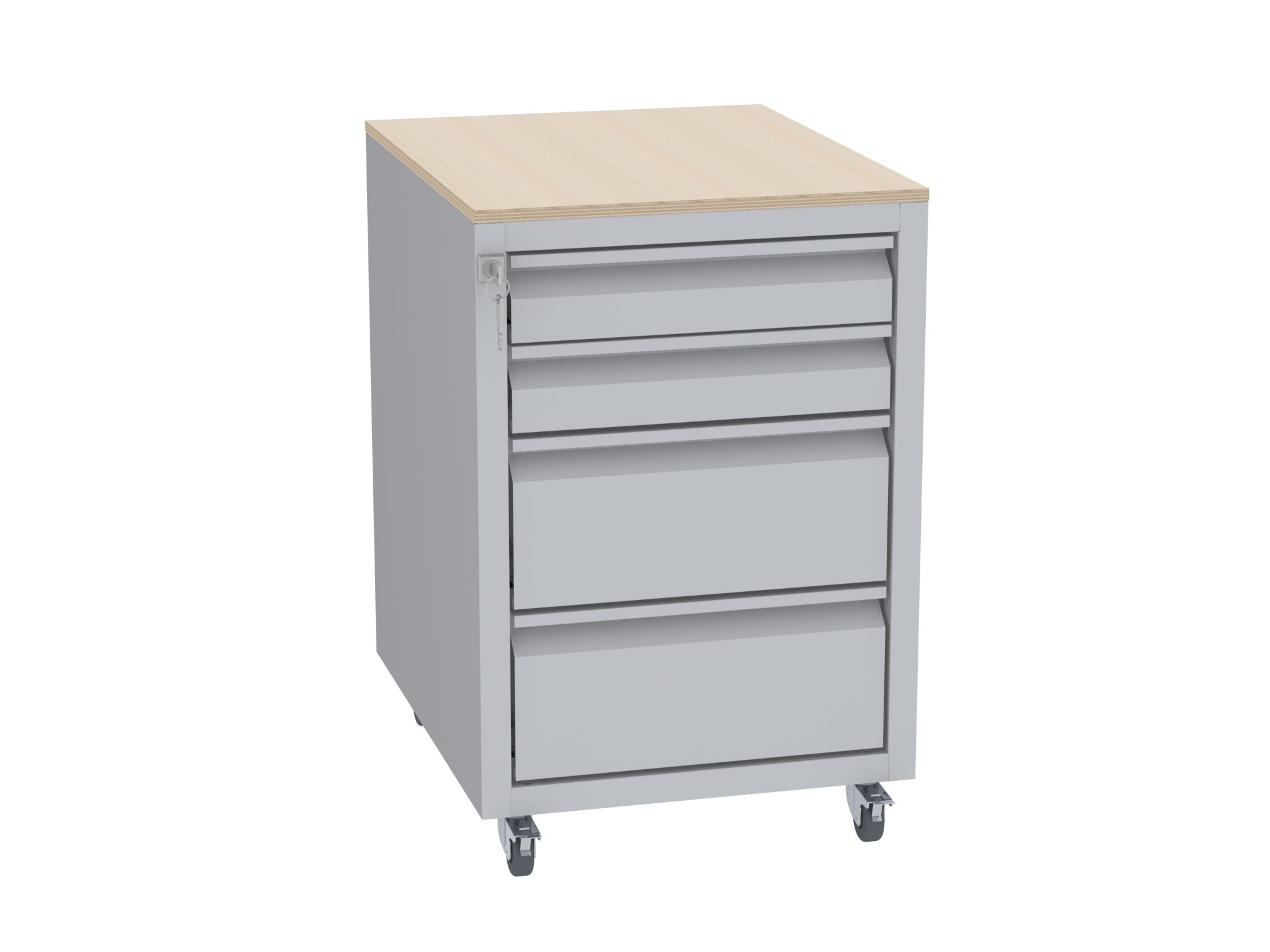 Werkstatttisch, Rollcontainer - 2 + 2 Schubladen - 675x450x555 mm (HxBxT) - Typ F