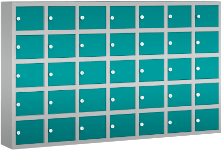 Wertfachschrank/ Handyschrank mini - stehend oder hängend - 7 Abteile - 35 Fächer